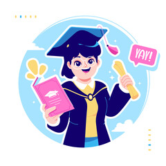 cute graduation character illustration background