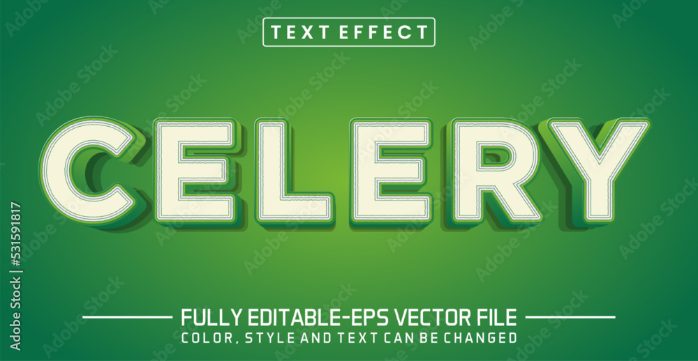 Poster celery text 3d editable style effect