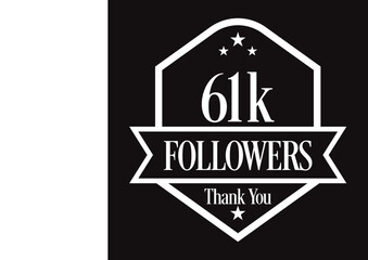 Thank you 61K followers, 61000 followers celebration, Vector Illustration
