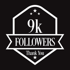 Thank you 9K followers, 1000 followers celebration, Vector Illustration