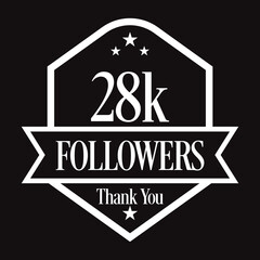 Thank you 28K followers, 1000 followers celebration, Vector Illustration