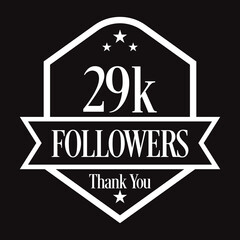 Thank you 29K followers, 1000 followers celebration, Vector Illustration