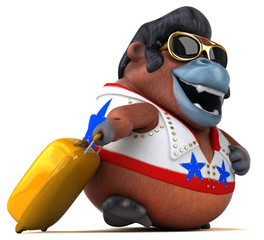 Fun 3D cartoon illustration of a Orang Outan rocker
