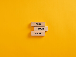 The word find your niche on wooden blocks. Business marketing