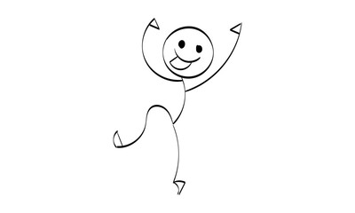 Vector Stickman Character illustration. Sketch stick figure isolated design for print