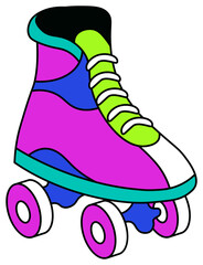 Retro roller skate, boot with wheels 90s sticker