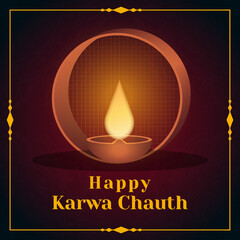 happy karwa chauth greeting card illustration