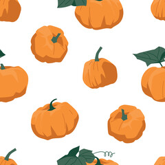 Pumpkins. Seamless pattern of pumpkins. Vector image.