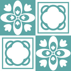 Blue seamless pattern for ceramic tiles in spanish portuguese retro style, blue white pastel