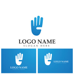 Fototapeta na wymiar four finger hand gesture logo vector icon