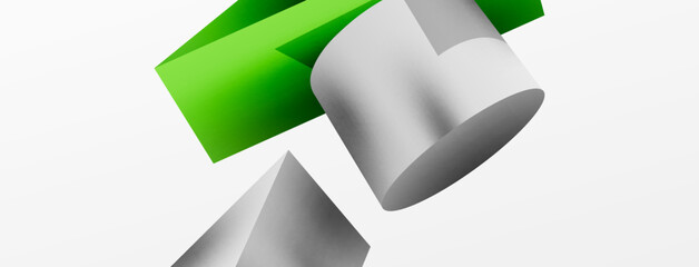 Metallic 3d shape vector geometric background. Trendy techno business template for wallpaper, banner, background or landing