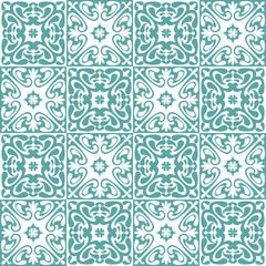 Azulejo seamless pattern stylish trendy ceramic tile design element for kitchen backsplash, vector illustration