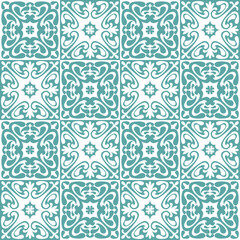 Azulejo seamless pattern stylish trendy ceramic tile design element for kitchen backsplash, vector illustration