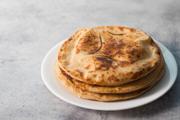 selective focus of Indian flat bread Roti or Chapati.