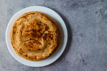 selective focus of Indian flat bread Roti or Chapati.