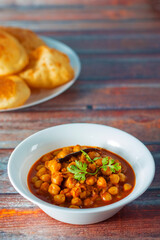famous north Indian dish Chole Bhature is ready to eat.