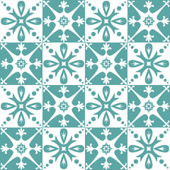 Azulejo blue tiles for kitchen and bathroom wall decoration, vector illustration