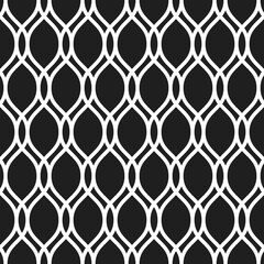 Fototapeta premium Seamless dark ornament. Modern background. Geometric modern pattern with white wavy lines