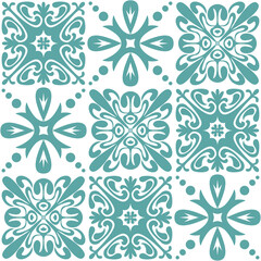 Talavera traditional portuguese wall and floor tiles, azulejo pattern vector illustration