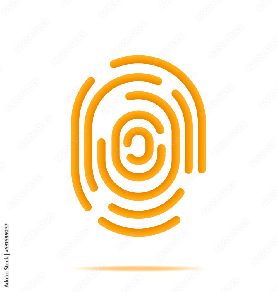 Poster 3d fingerprint icon isolated. render finger print symbol. identification and authorization system. f