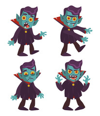 halloween dracula vampire characters flat vector illustration