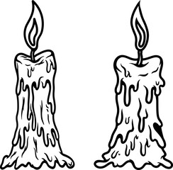 Illustration of halloween candle. Design element for poster, card, banner, emblem, sign. Vector illustration