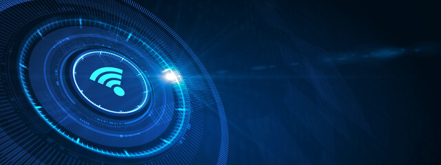 Business, Technology, Internet and network concept. Free WiFi network signal.  3d illustration