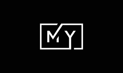 MY YM logo design concept with background. Initial based creative minimal monogram icon letter. Modern luxury alphabet vector design
