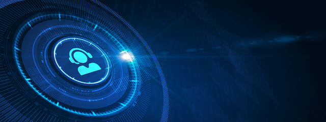 Business, Technology, Internet and network concept. Technical Support Center customer service. 3d illustration