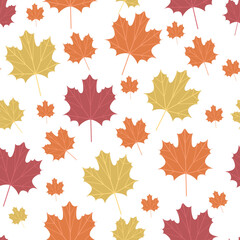 Seamless pattern autumn leaf fall. Vector illustration mapl leaves.Good for fabric, print, textile, kids decor room, background, wrapping
