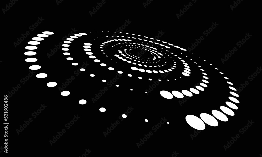 Aufkleber Abstract dotted vector background. Halftone effect. Spiral dotted background or icon. White circle with perspective.