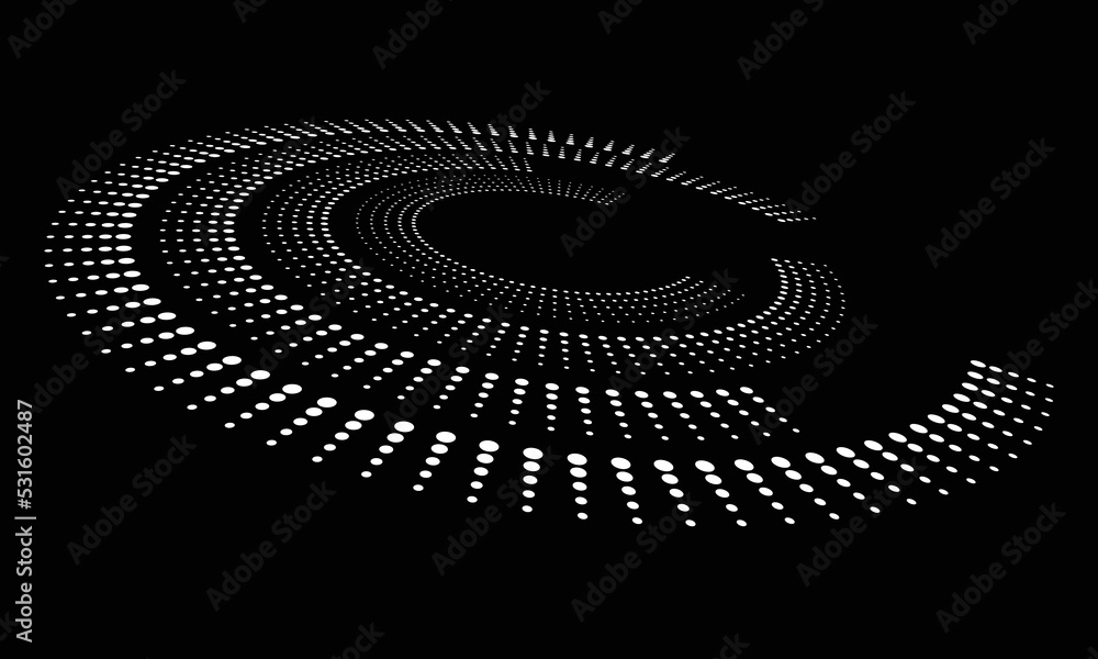 Poster Abstract dotted vector background. Halftone effect. Circle dotted background or icon. Circle with perspective.
