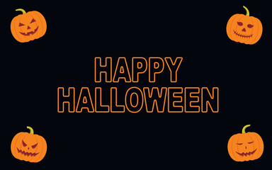 Naklejka premium Halloween greeting card with holiday pumpkins. Vector illustration.