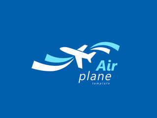 Airplane logo plane and stripes blue  background