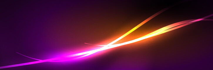 Neon glowing fluid wave lines, magic energy space light concept, abstract background wallpaper design