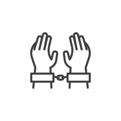 Hands with handcuffs line icon
