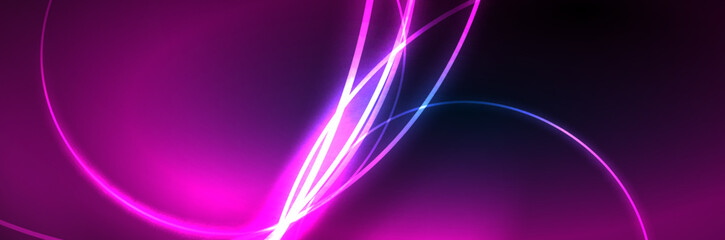 Blue neon glowing lines, magic energy space light concept, abstract background wallpaper design
