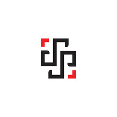 letter dp square arrows geometric linear logo vector