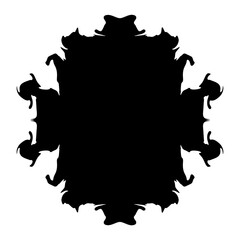 Abstract black curly blob shape. Isolated png illustration, transparent background. Design element for overlay, montage, collage, card, stamp, source grain or banner.