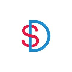letter sd linked colorful font logo vector