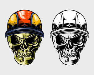 skull with cool hat helmet