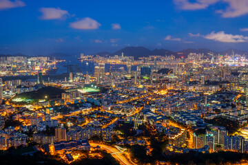 Fototapeta na wymiar Hong Kong Cityscape from Kowloon Peak