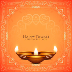 Illustration of Happy Diwali Indian festival background design with lamps