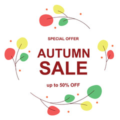 The banner autumn sale. Vector illustration