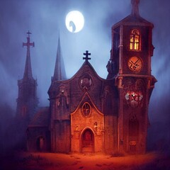 Obraz premium Illustration einer Piraten Stadt bei Nacht