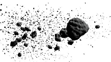 a swarm of asteroids, isolated   - 531611231