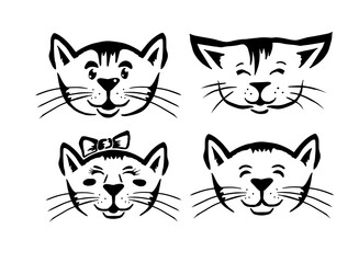 Cute faces of cats. Vector illustration