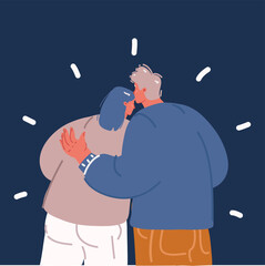 Cartoon vector illustration of couple hug each other