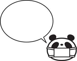 シンプルパンダ顔　マスク　ふきだし