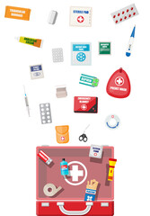 First aid kit with medical equipment